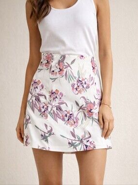 Joe Fresh Floral Pastel Pleat Below Knee Skirt/ 12